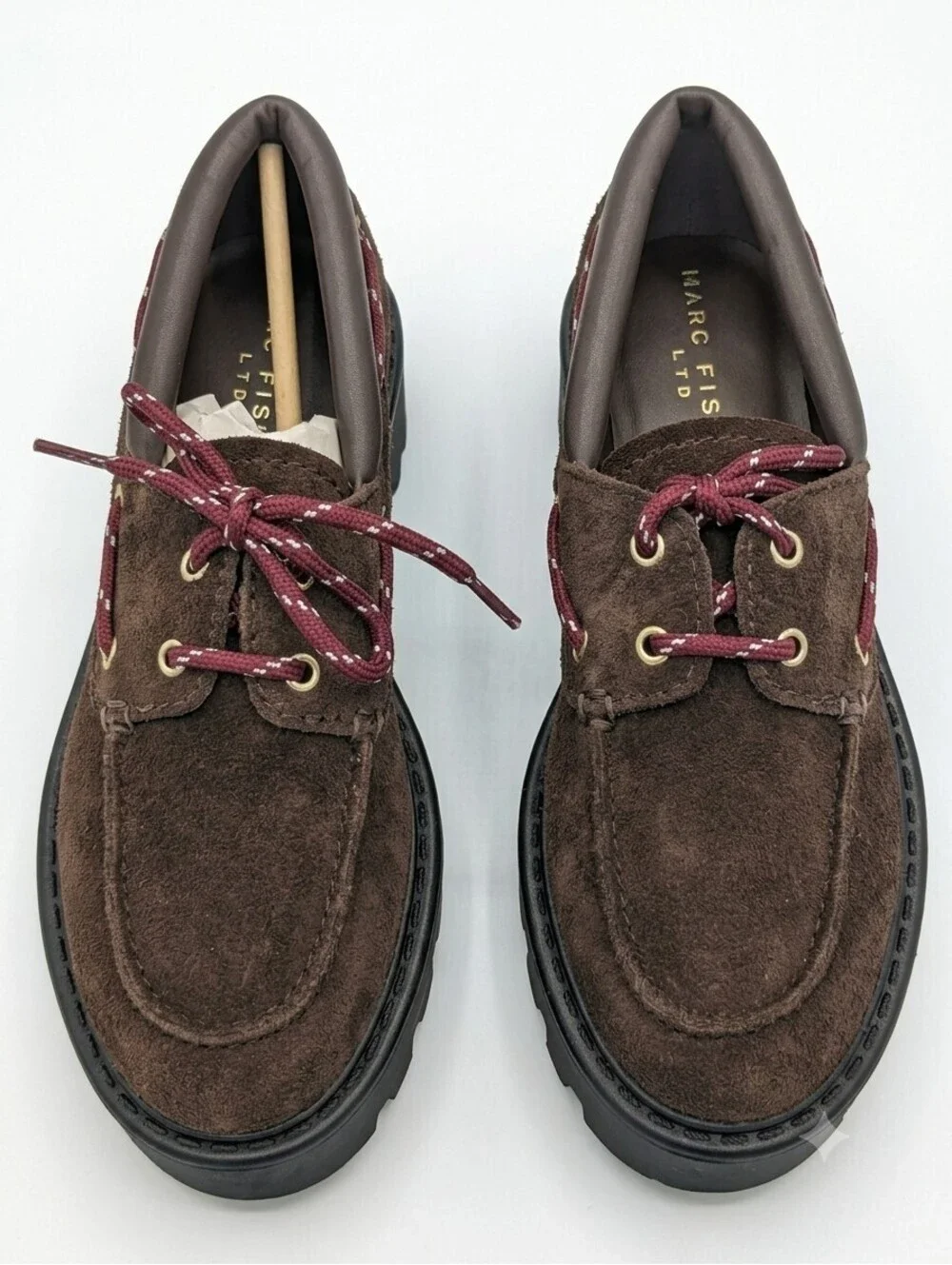 Marc Fisher Brown Suede Platform Lug-Sole Boat Shoes(Size 8)